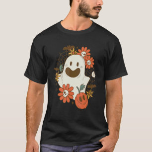 Camiseta Retro 70s Floral Hippie Ghost Halloween 1