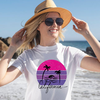Camiseta Retro 70s na Califórnia em vez de pôr do sol roxo