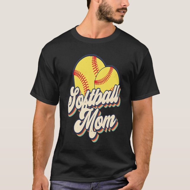 Camiseta Retro 70s Softball Mom Cute Player Mama Team Sport (Frente)