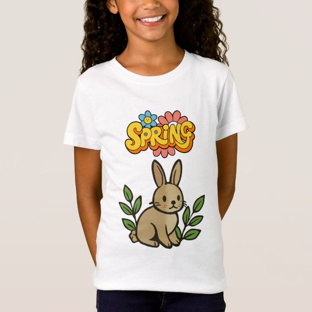 Camiseta Retro 70s Spring Bunny Graphic Design (Frente)