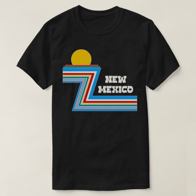 Camiseta Retro 70s Stripe Viagem Novo México (Frente do Design)