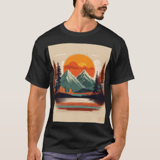 Camiseta Retro 70s Sunset Mountain Canvas | Vintage Nature