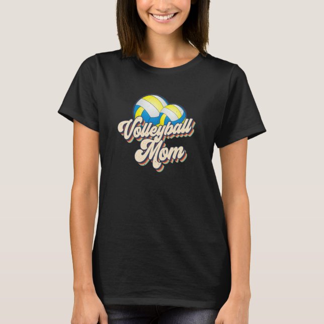 Camiseta Retro 70s Volleyball Mom Cute Player Mama Team Spo (Frente)