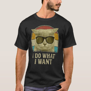 Camiseta Retro 80s 90s Cat I Faz o que eu quero Cat