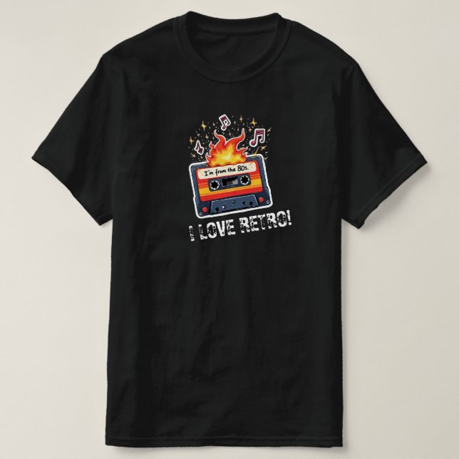 Camiseta Retro 80s Cassette Tape T-Shirt – I Love Retro (Frente do Design)