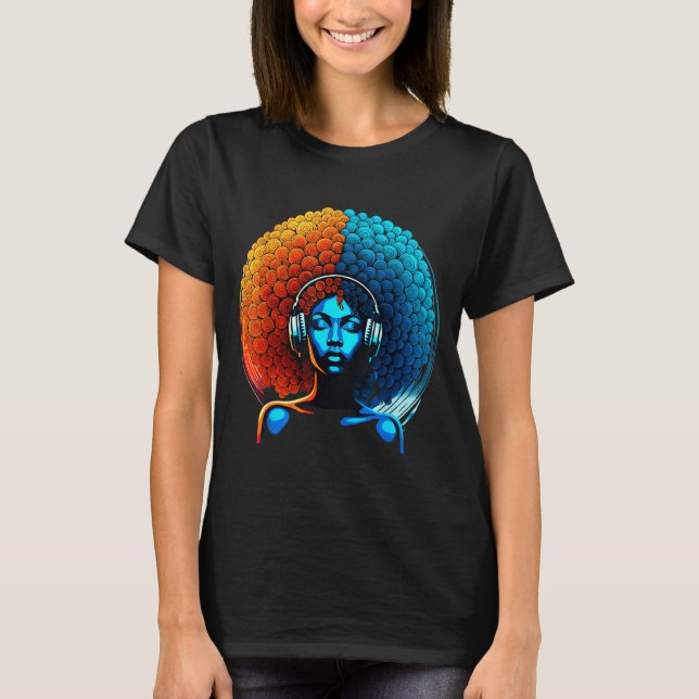 Camiseta Retro 80s Funk Afro Girl Disco Soul African Americ (Frente)
