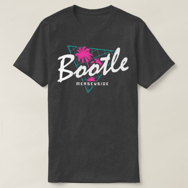Camiseta Retro 80s Neon Bootle Vintage Merseyside (Frente do Design)