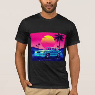 Camiseta Retro 80s Outrun Sunset Muscle Car Men's T-Shirt