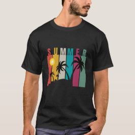 Camiseta Retro 80s Sunset Palm Tree Surfing Summer Beach