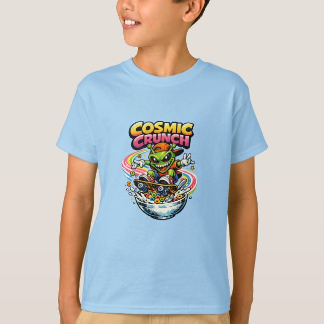 Camiseta Retro 90s Alien Skate Cereal Cartoon – Cosmic Crun (Frente)
