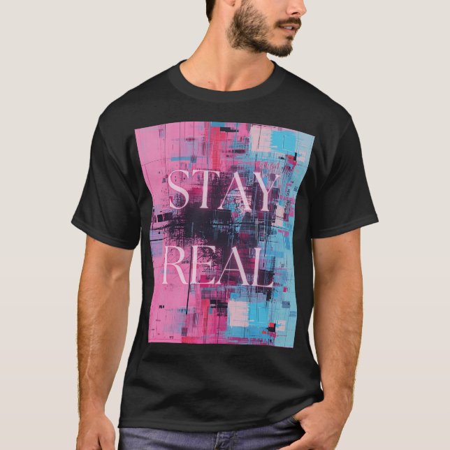 Camiseta Retro 90s Black Unisex T-shirt Neon Stay Real (Frente)