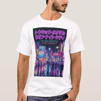Camiseta Retro 90s City Pop Night: Neon Tokyo & Osaka Rain
