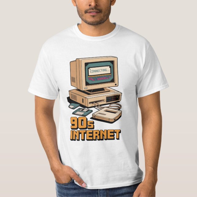 Camiseta Retro 90s Internet Vintage Computer Illustration – (Frente)