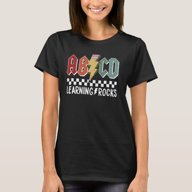 Camiseta Retro ABCD Learning Rocha Estudante de Professores (Frente)