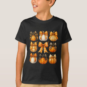 Camiseta Retro Abóbora Feminina Laços Coquette Dia de Ação