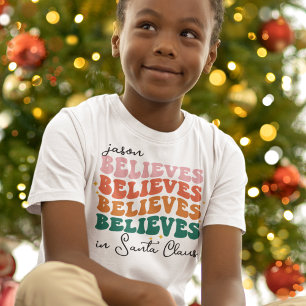 Camiseta Retro acredita em crianças da família Papai Noel d