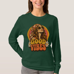 Camiseta Retro Ae Garota Hippie Vibrações Positiva