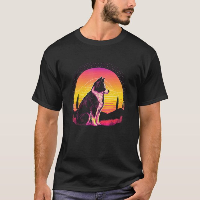 Camiseta Retro Aesthetic Border Collie dog (Frente)