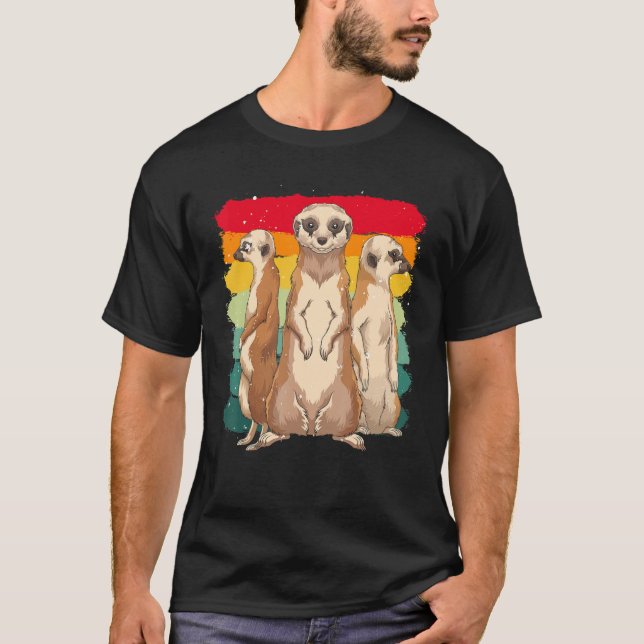 Camiseta Retro Africa Zoo Animal Cute Meerkat (Frente)