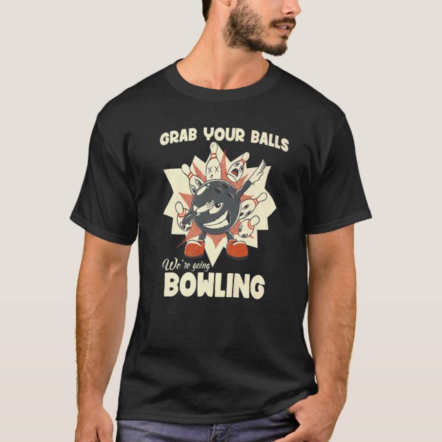 Camiseta Retro Agarra a Beco da Boliche das suas bolas (Frente)