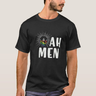 Camiseta Retro Ah Men Jessus Rainbow Lgbtq Orgulho gay Chri