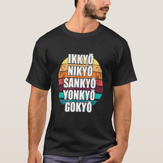 Camiseta Retro Aikido Ikkyo Nikyo Yonkyo Japonês marcial A (Frente)