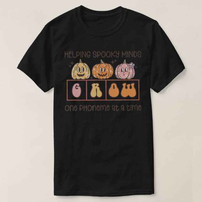 Camiseta Retrô Ajudando Mentes Spooky Uma Ciência Fonética  (Frente do Design)