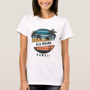 Camiseta Retro Ala Moana Praia Havaí Prancha de Surfe