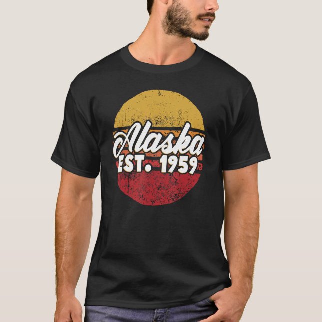 Camiseta Retro Alaska Est 1959 Último Mapa de Estado Fronte (Frente)