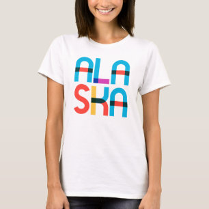 Camiseta Retro Alaska Sunset Colorful 80s Tipo de Arte Pop
