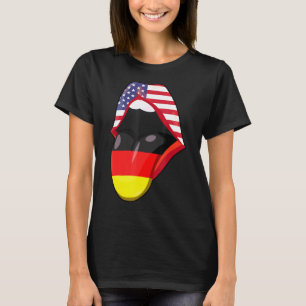 Camiseta Retro Alemão Raízes Americanas Lábios Crescentes S