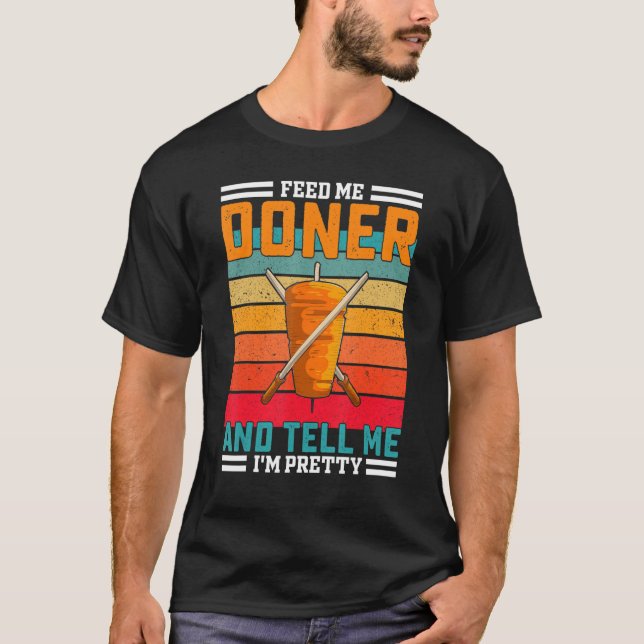 Camiseta Retro Alimenta-Me Engraçado Por Doner - Kebab Turc (Frente)