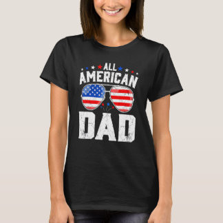 Camiseta Retro All American Pai Vintage USA Flag Retro Fami