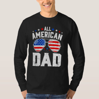 Camiseta Retro All American Pai Vintage USA Flag Retro Fami