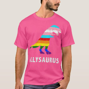 Camiseta Retro Allysaurus Dinossaur Arco-Íris LGBT Trans Ga