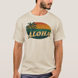Camiseta Retro Aloha Sunset - Vibes da Ilha Vintage