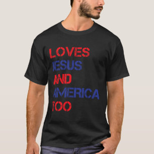 Camiseta Retro Ama Jesus E América Demasiado Cristão 4º De