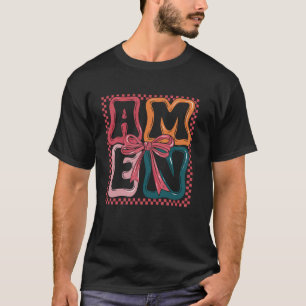 Camiseta Retro Amen Coquete Laço Jesus Garota Mulheres Feli