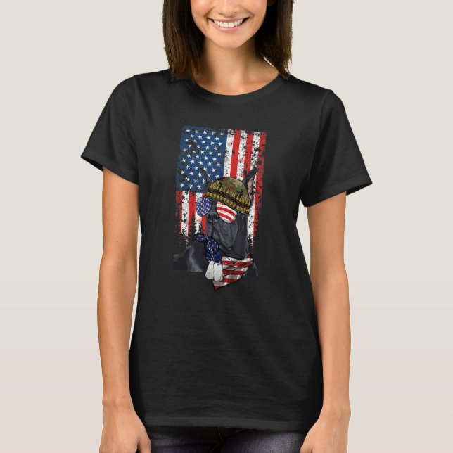 Camiseta Retro American Flag 4th of July Great Dane Veteran (Frente)