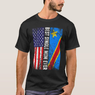 Camiseta Retro-American Flag Congo Melhor Solteiro Mãe Eva