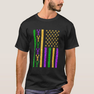 Camiseta Retro American Flag Mardi Gras USA Flag Mardi Gras