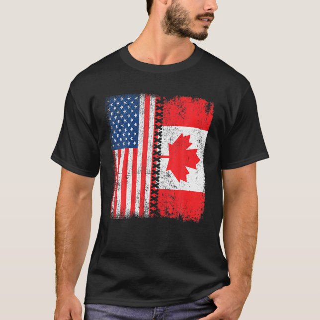 Camiseta Retro-American Maple Leaf Canadian Flag America Ca (Frente)