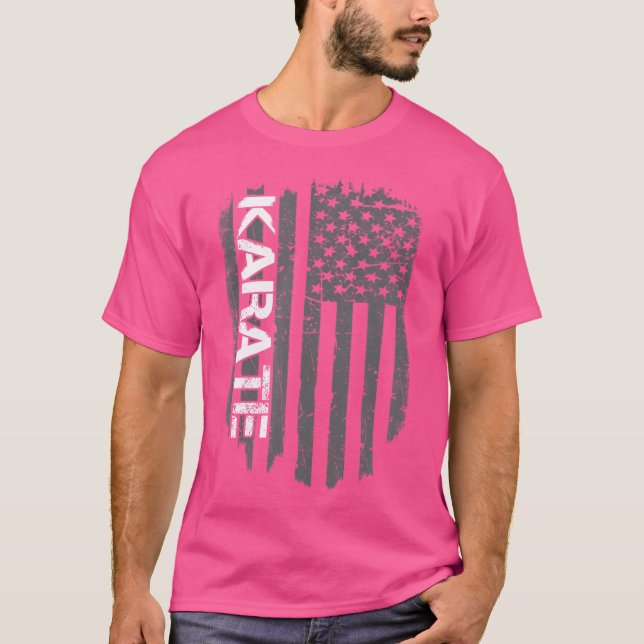Camiseta Retrô Americano Flag Japonês Karate (Frente)