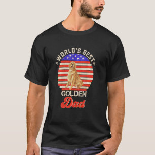 Camiseta Retro-Americano Flag World Best Ouro Retriever