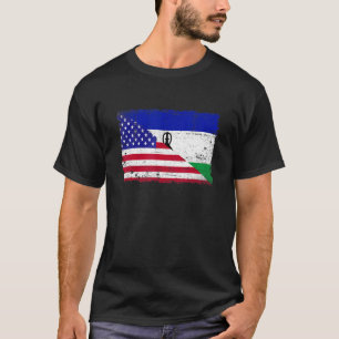 Camiseta Retro Americano Lesoto Flag Men Mulheres Kid Patri