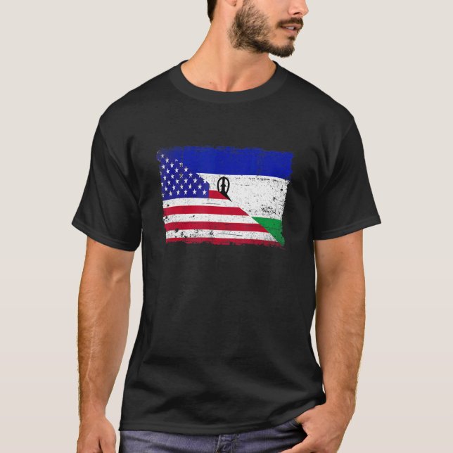 Camiseta Retro Americano Lesoto Flag Men Mulheres Kid Patri (Frente)