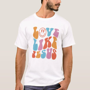 Camiseta Retro Amor Como Jesus Cristo Fé Cristão Min Positi