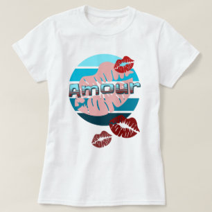 CAMISETA RETRO AMOUGE VINTAGE SUNSET E LIPSTICK KISSES