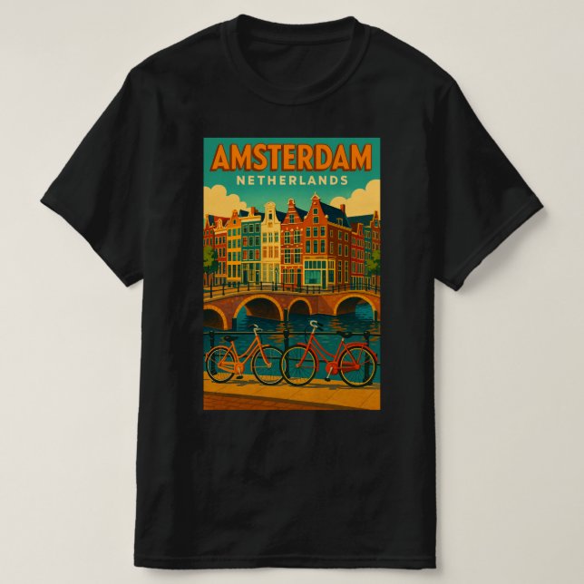 Camiseta Retro Amsterdã Holanda (Frente do Design)