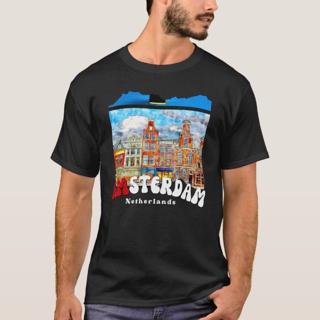 Camiseta Retro Amsterdam Painting   Netherlands   Amsterdam (Frente)